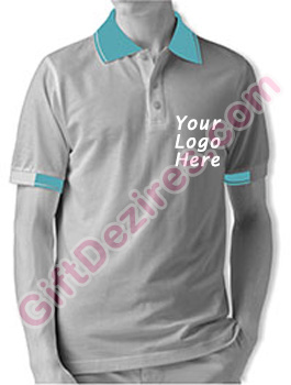 Designer White Heather and Aqua Color Mens Logo T Shirts